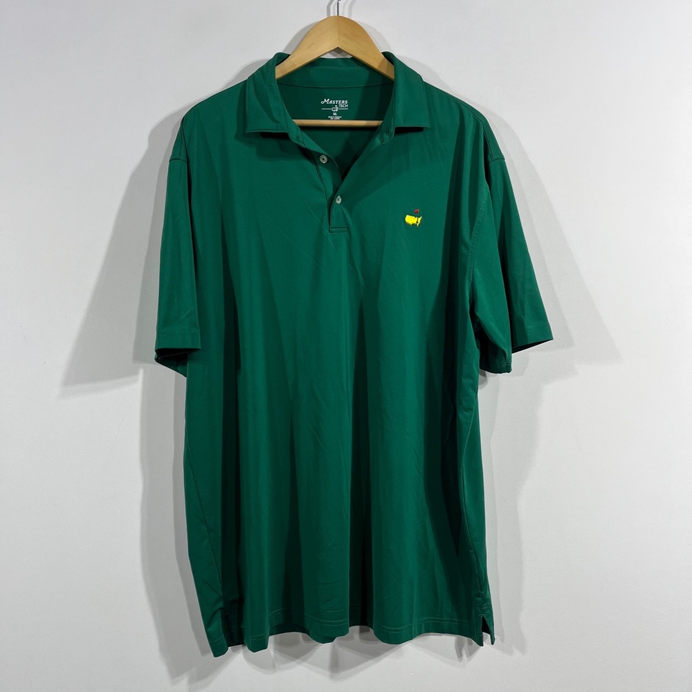 Masters Tech Mens XL Green Performance Golf Polo Shirt Short Sleeve Tournament